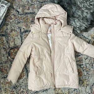 Calvin Klein blush nude puffer jacket rose gold